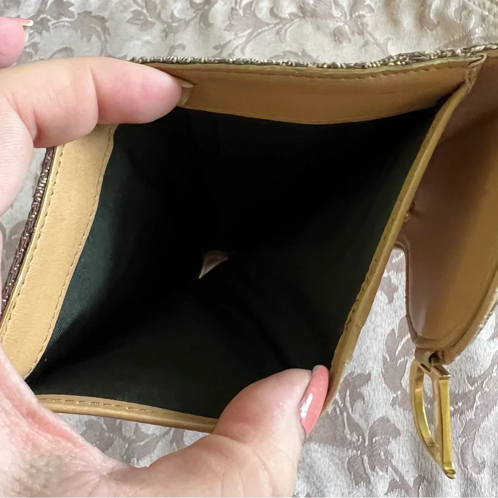Authentic Vintage Dior Brown Monogram Trotter Saddle Flap Medium Wallet